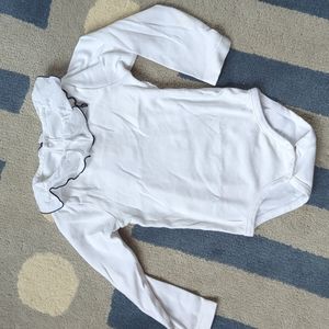 Jacadi girls ruffle collar bodysuit in white, size 36m